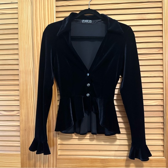 Vintage Deviations Dress in Peace Velvet Peplum Jacket XS/S - Picture 1 of 10